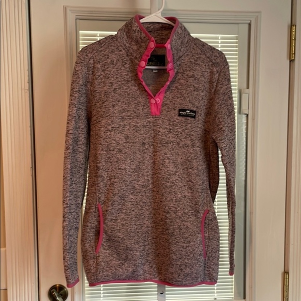 Simply Southern Knit Fleece Snap Pullover Size Medium Pink Heather